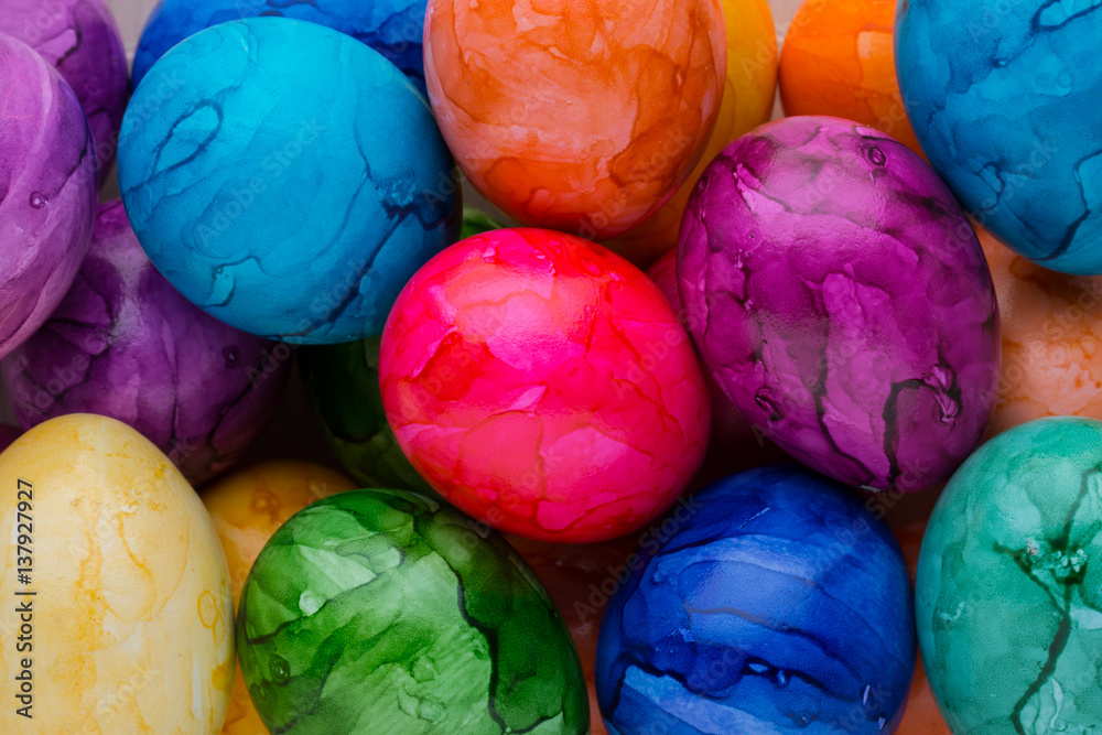 Easter eggs painted in colors on a white background. Easter eggs painted in colors on a white background.