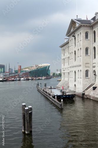 Nautical Museum. Amsterdam the Netherlands. Zeevaart museum and Nemo Museum