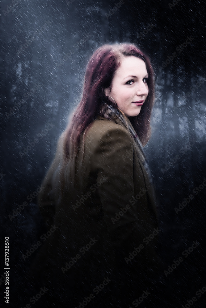 young woman in the rain young woman in the rain