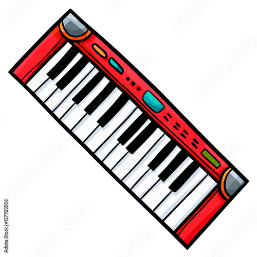 Funny, stylish and funky red midi keyboard - vector.