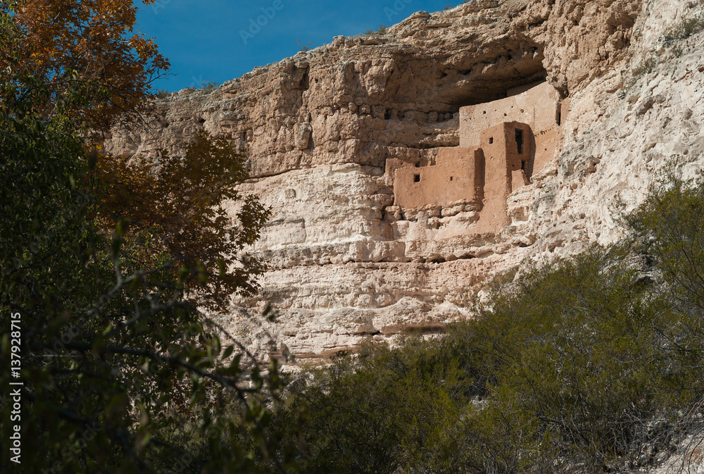 Montezuma Castle Cliff Dwelling in Fall, Arizona, USA, horizontal