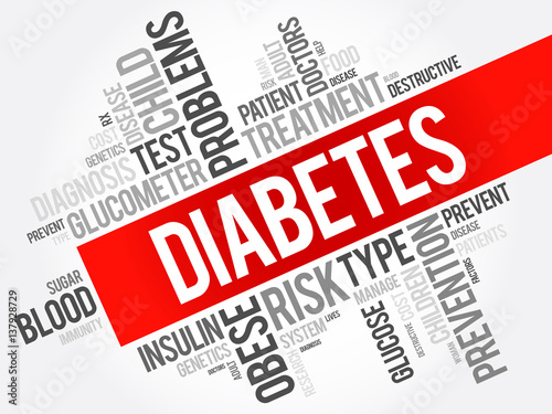 Diabetes word cloud collage, health concept background