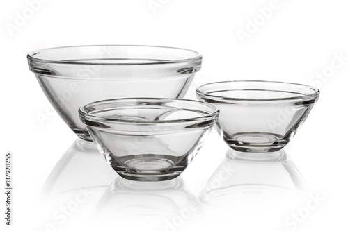 Glass bowls isolated on white