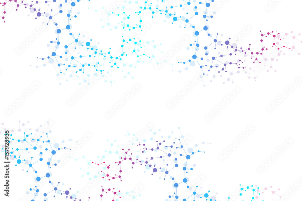 Structure molecule and communication. Dna, atom, neurons. Scientific concept for your design. Connected lines with dots. Medical, technology, chemistry, science background. Vector illustration. Structure molecule and communication. Dna, atom, neurons. Scientific concept for your design. Connected lines with dots. Medical, technology, chemistry, science background. Vector illustration.
