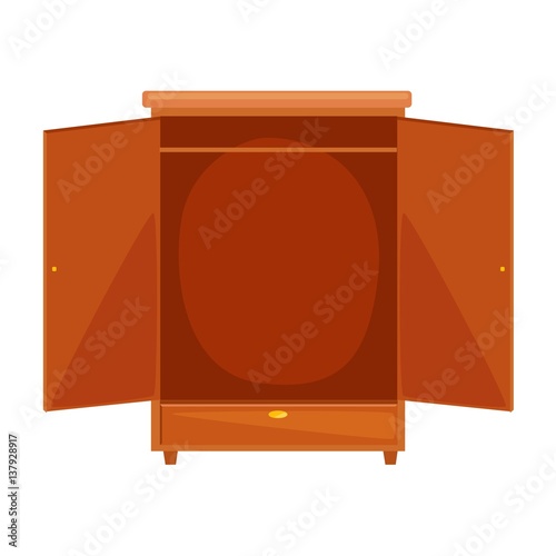 Flat design of opent wardrobe  icon isolated. Vector illustration.