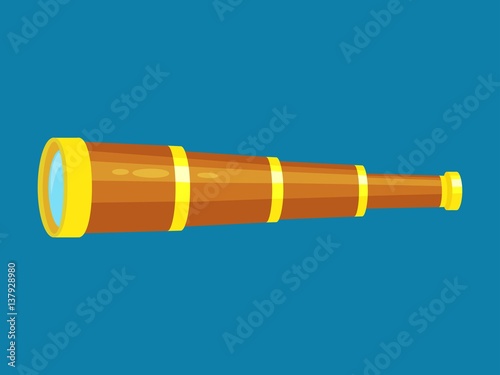 old spyglass isolated on a blue background.Vector illustration  photo