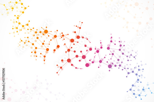 Wallpaper Mural Structure molecule and communication. Dna, atom, neurons. Scientific concept for your design. Connected lines with dots. Medical, technology, chemistry, science background. Vector illustration. Torontodigital.ca