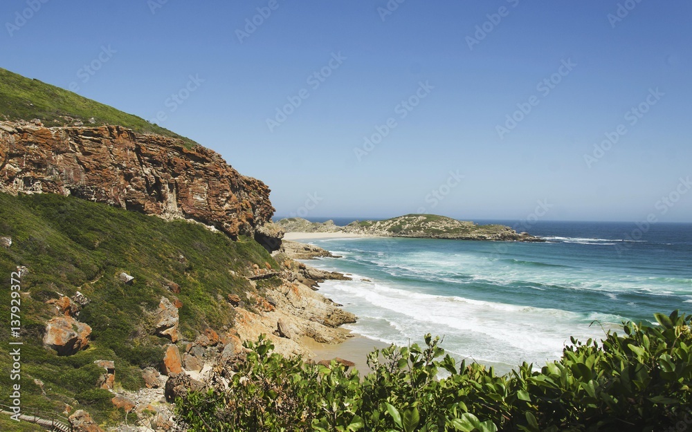 beach blue coast of the Indian ocean, Robberg Island, south africa, travel