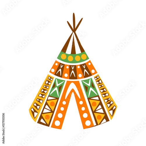 Canvas Print Wigwam Hut With Decorative Pattern Textile, Native Indian Culture Inspired Boho