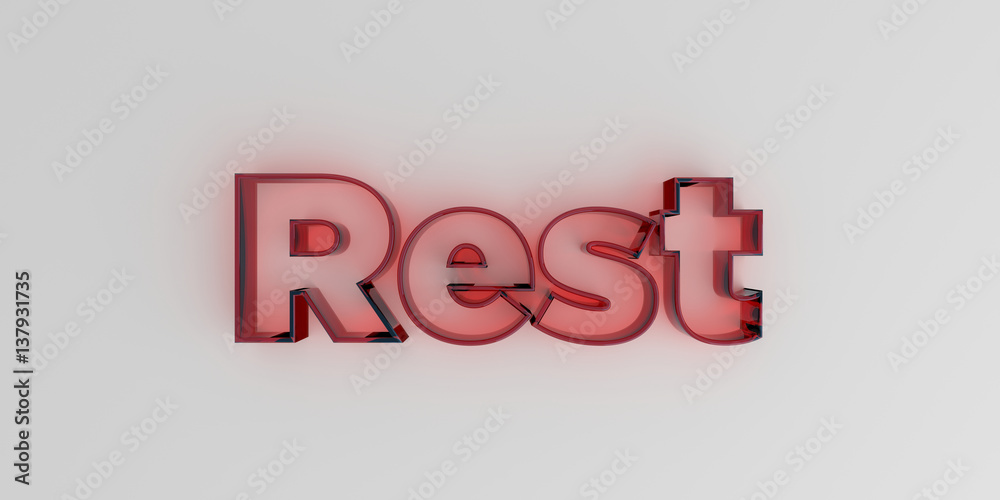 Rest - Red glass text on white background - 3D rendered royalty free stock image. Rest - Red glass text on white background - 3D rendered royalty free stock image.