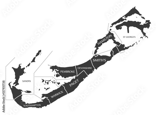 Bermuda Map labelled black illustration