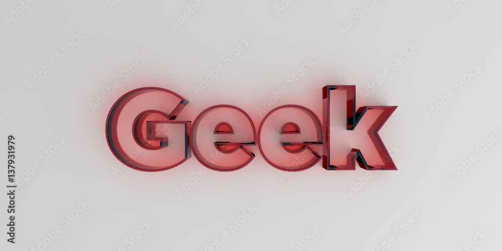 Geek - Red glass text on white background - 3D rendered royalty free stock image. Geek - Red glass text on white background - 3D rendered royalty free stock image.