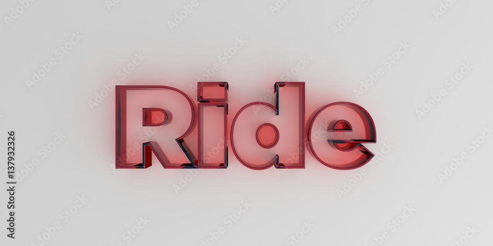 Ride - Red glass text on white background - 3D rendered royalty free stock image. Ride - Red glass text on white background - 3D rendered royalty free stock image.