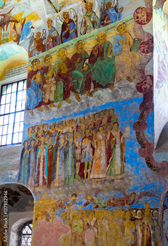 Wall painting in the Alexander Svirsky Monastery in Staraya Sloboda, Russia. July 2016.