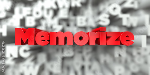 Foto Memorize -  Red text on typography background - 3D rendered royalty free stock image