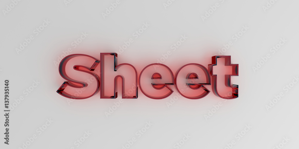Sheet - Red glass text on white background - 3D rendered royalty free stock image. Sheet - Red glass text on white background - 3D rendered royalty free stock image.