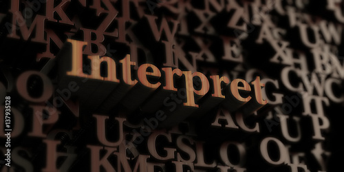 Interpret - Wooden 3D rendered letters/message. Can be used for an online banner ad or a print postcard.