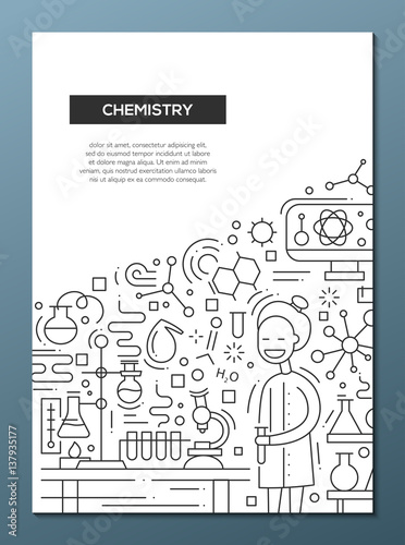 Chemistry - line design brochure poster template A4