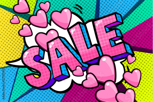 Sale Message in pop art style