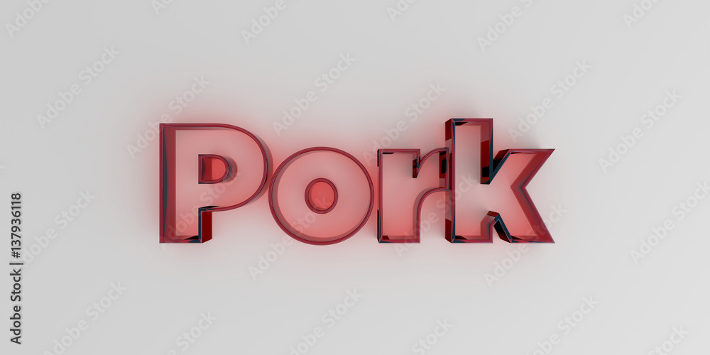 Pork - Red glass text on white background - 3D rendered royalty free stock image. Pork - Red glass text on white background - 3D rendered royalty free stock image.