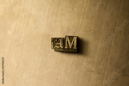 JAM - close-up of grungy vintage typeset word on metal backdrop. Royalty free stock illustration. Can be used for online banner ads and direct mail.