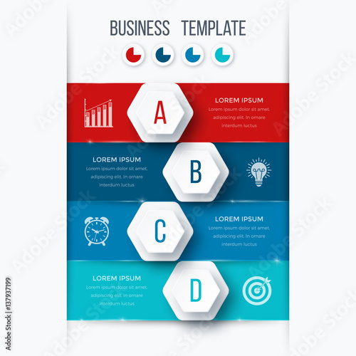Infographics template four options with hexagon