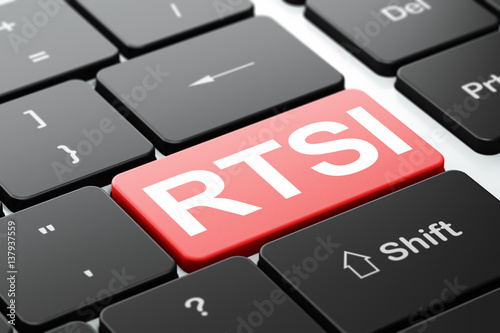 Stock market indexes concept: RTSI on computer keyboard background