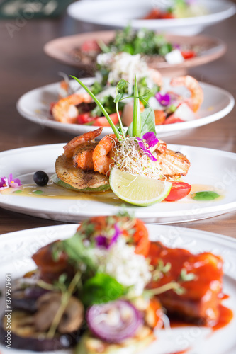 Assortment of different dishes