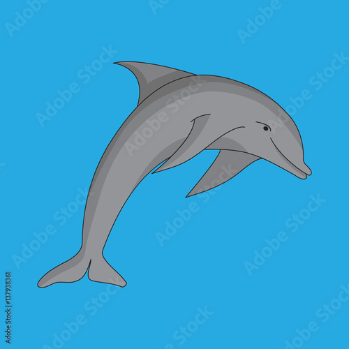 Vector image, dolphin on a blue background.