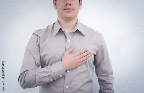 Businessman swearing allegiance photo