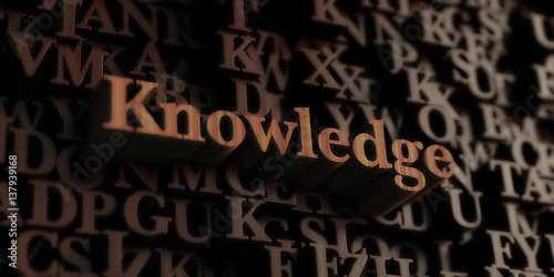 Knowledge - Wooden 3D rendered letters/message. Can be used for an online banner ad or a print postcard.