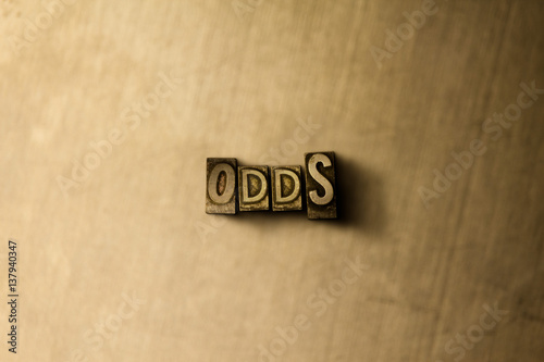 ODDS - close-up of grungy vintage typeset word on metal backdrop. Royalty free stock illustration. Can be used for online banner ads and direct mail.