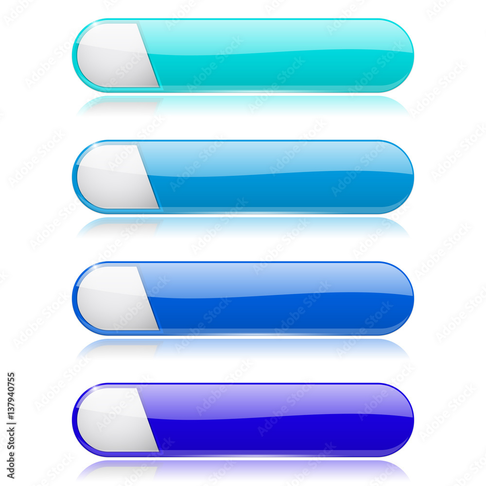 Blue long menu buttons. Shiny oval web interface 3d icons Blue long menu buttons. Shiny oval web interface 3d icons