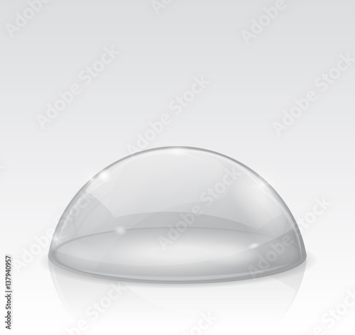 Transparent white dome, glass semi-sphere
