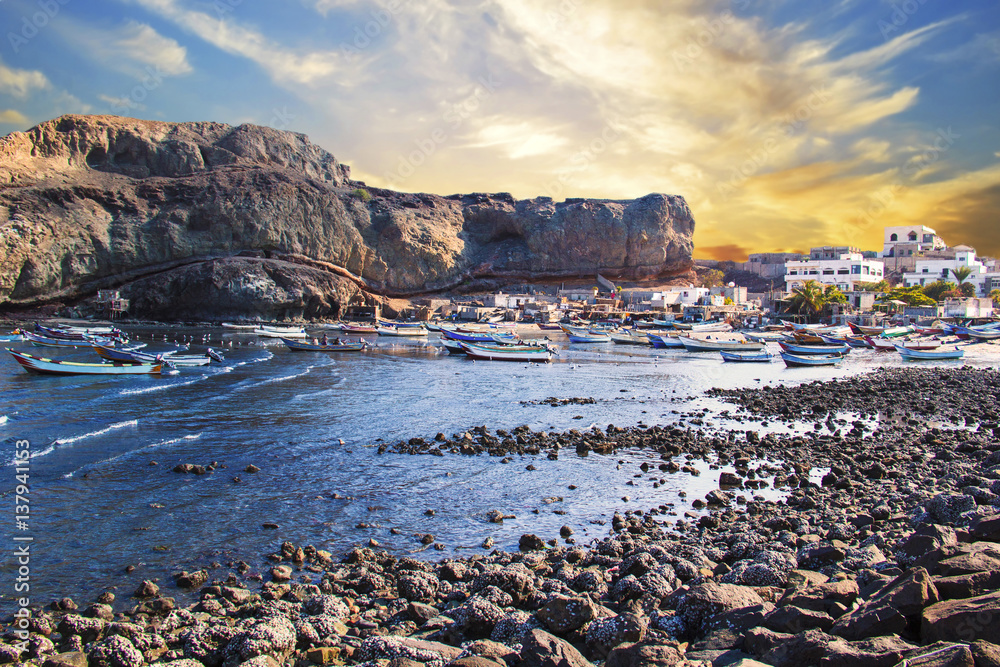 Nice view of the Gulf of Aden in Yemen, at sunset