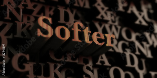 Softer - Wooden 3D rendered letters/message. Can be used for an online banner ad or a print postcard.