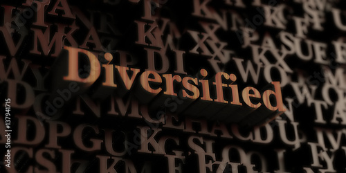 Diversified - Wooden 3D rendered letters/message. Can be used for an online banner ad or a print postcard.