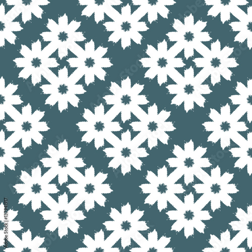 Ornament of abstract flowers drawn a rough brush. Seamless pattern.