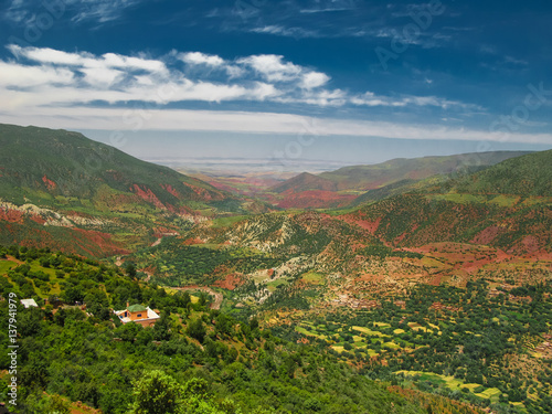 Panorama view to Atlas mountains and valley  Morocco