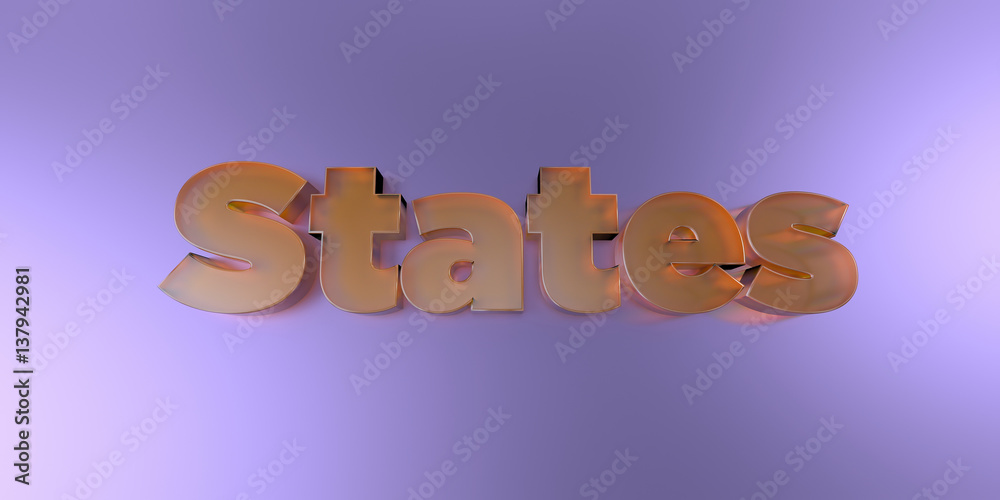 Fototapeta premium States - colorful glass text on vibrant background - 3D rendered royalty free stock image.