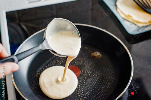 Making of home made pancakes