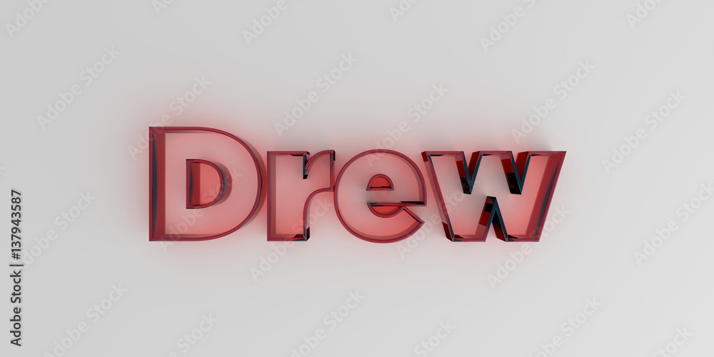 Drew - Red glass text on white background - 3D rendered royalty free stock image. Drew - Red glass text on white background - 3D rendered royalty free stock image.