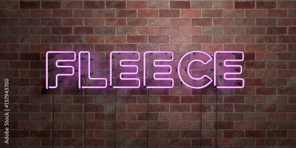 Obraz premium FLEECE - fluorescent Neon tube Sign on brickwork - Front view - 3D rendered royalty free stock picture. Can be used for online banner ads and direct mailers..