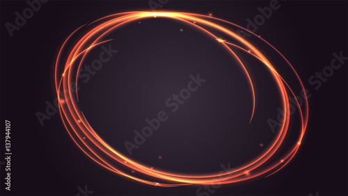 Abstract ring background with luminous swirling sparkle. Glowing spiral. Shine round frame tunnel with circles light effect. Cover for your presentation and design with space for your message.