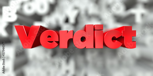 Konstfotografi Verdict -  Red text on typography background - 3D rendered royalty free stock image