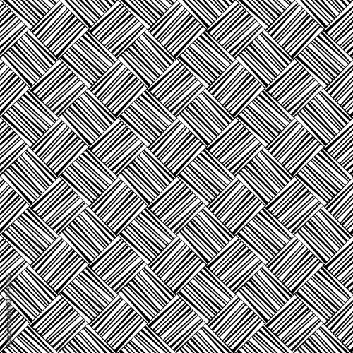 Black and white woven geometric seamless pattern, vector