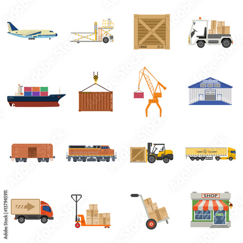 Cargo Transport and logistics Icon Set