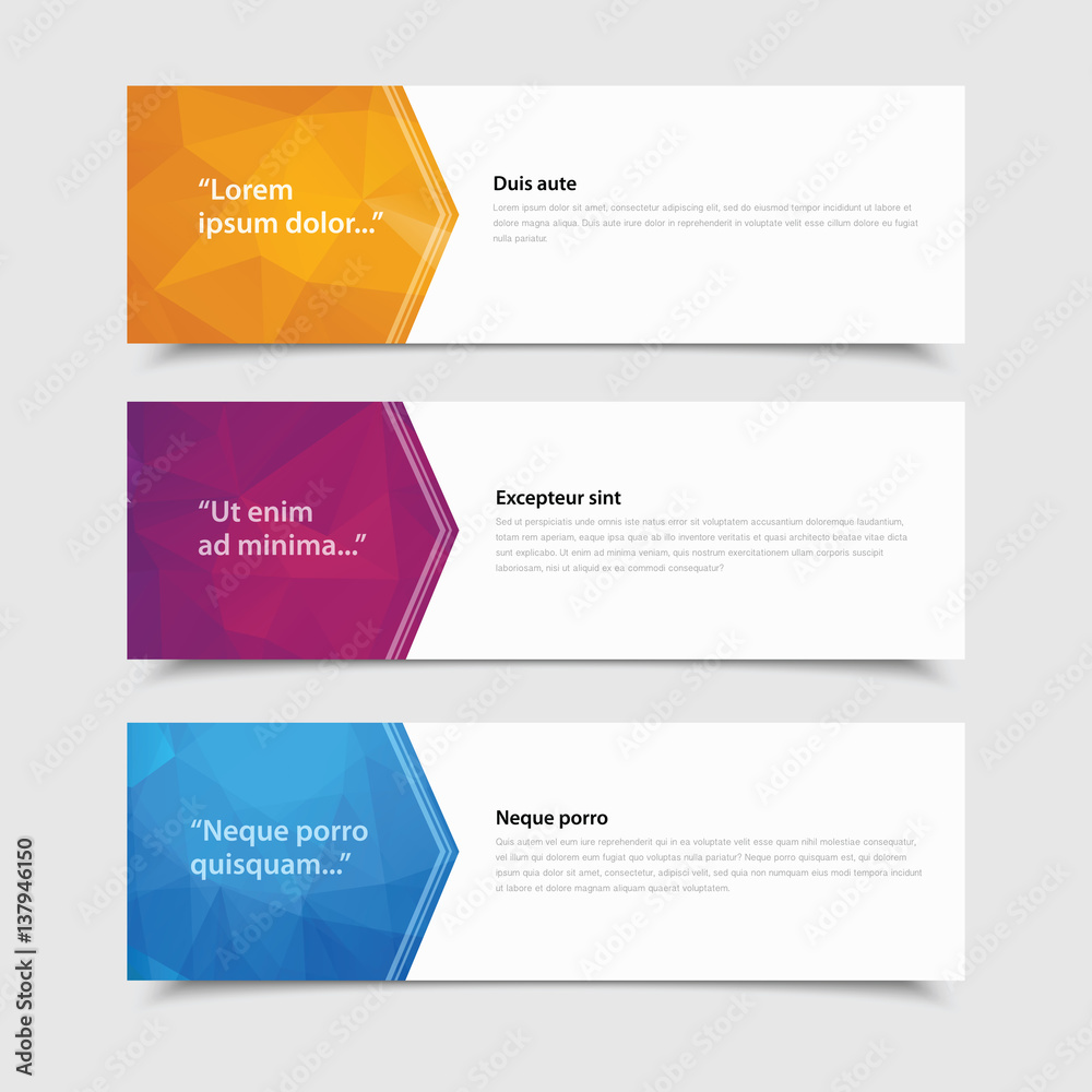 Three vector banners template.