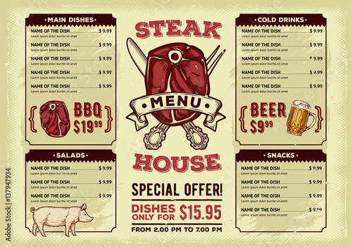 Template for the restaurant menu