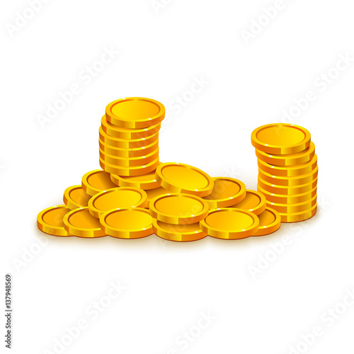 Stack of gold coins isolated on white background